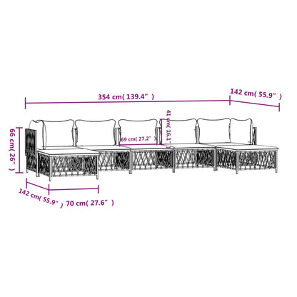 7-tlg. Garten-Lounge-Set mit Kissen Weiß Stahl