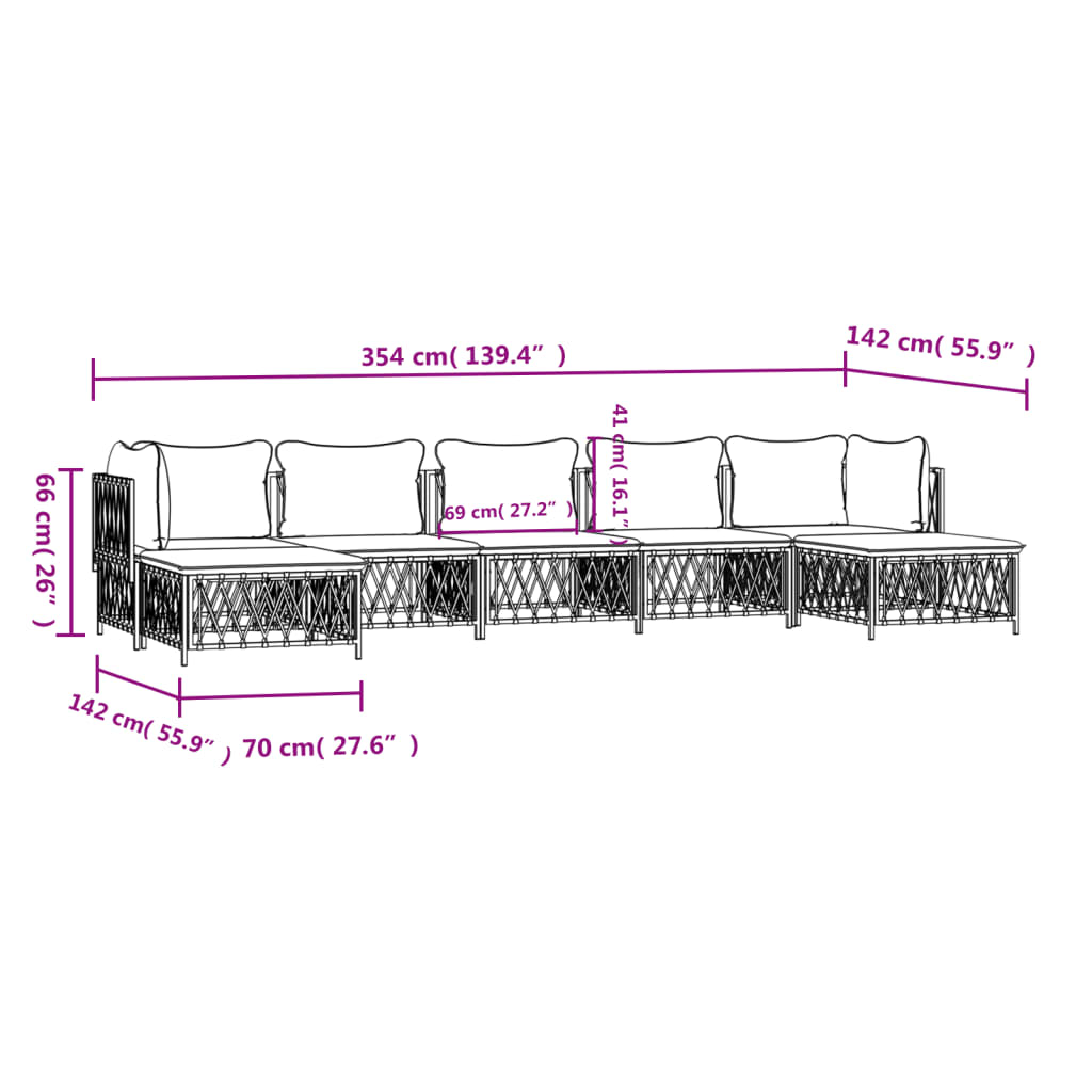 7-tlg. Garten-Lounge-Set mit Kissen Anthrazit Stahl