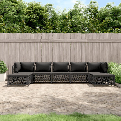 7-tlg. Garten-Lounge-Set mit Kissen Anthrazit Stahl