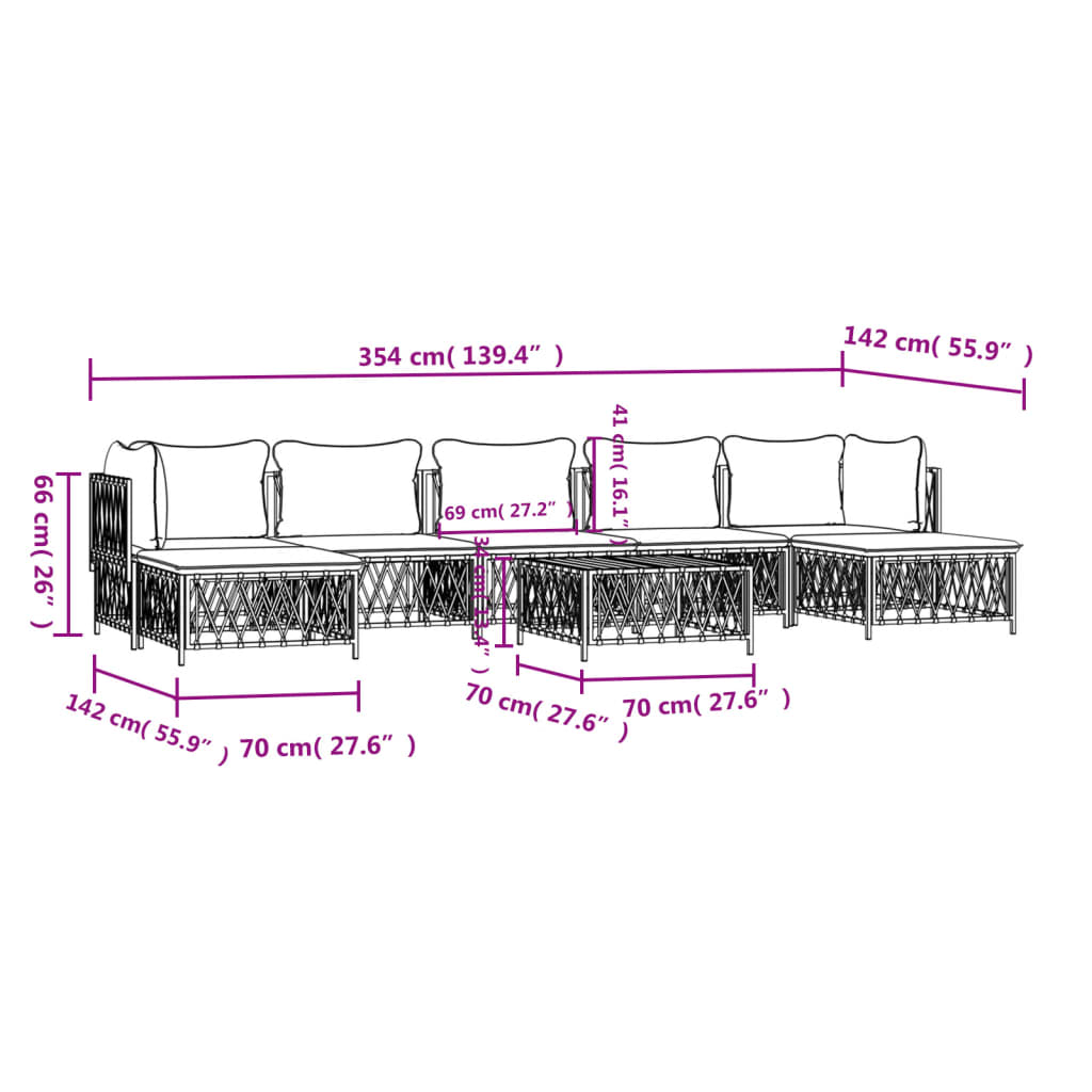 8-tlg. Garten-Lounge-Set mit Kissen Anthrazit Stahl