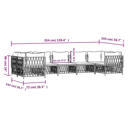 7-tlg. Garten-Lounge-Set mit Kissen Anthrazit Stahl