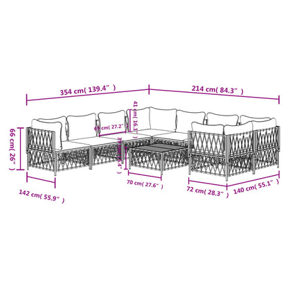 9-tlg. Garten-Lounge-Set mit Kissen Anthrazit Stahl