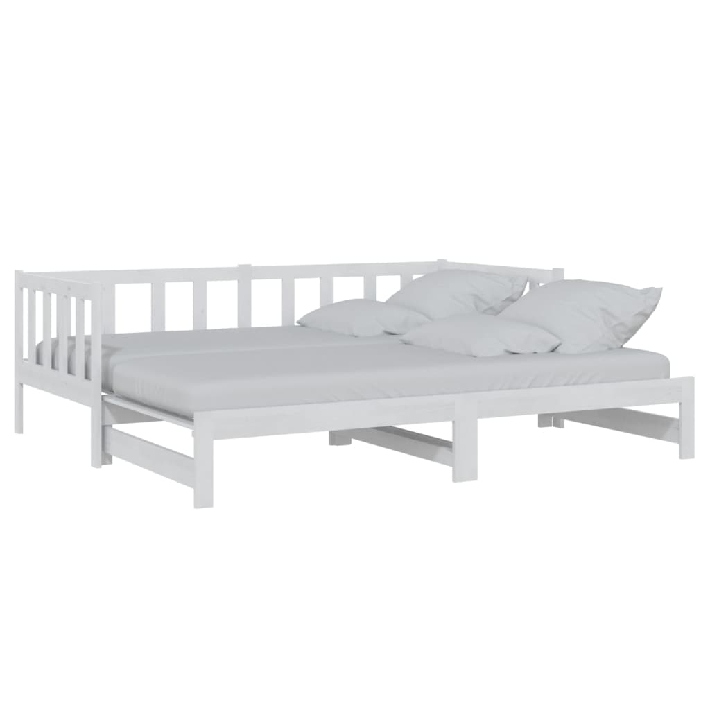 Daybed extendable white 2x(90x200) cm solid pine wood