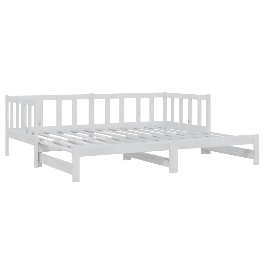 Daybed extendable white 2x(90x200) cm solid pine wood