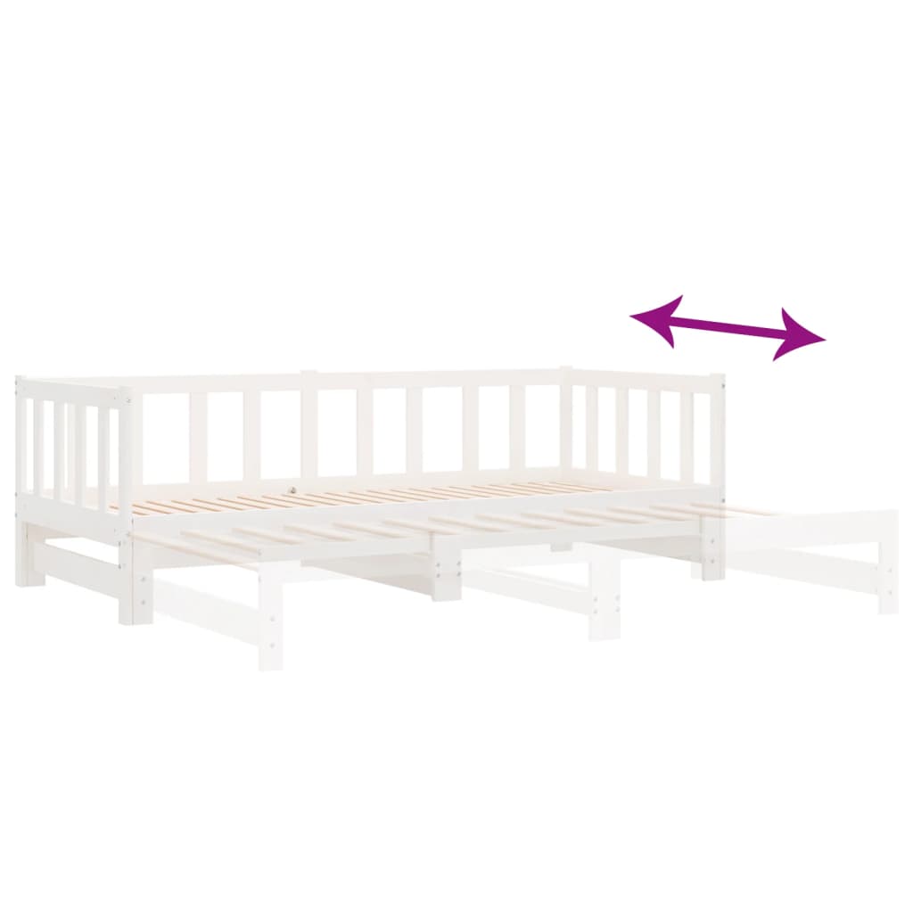 Daybed extendable white 2x(90x200) cm solid pine wood