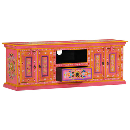 TV cabinet pink 110x30x40 cm solid mango wood