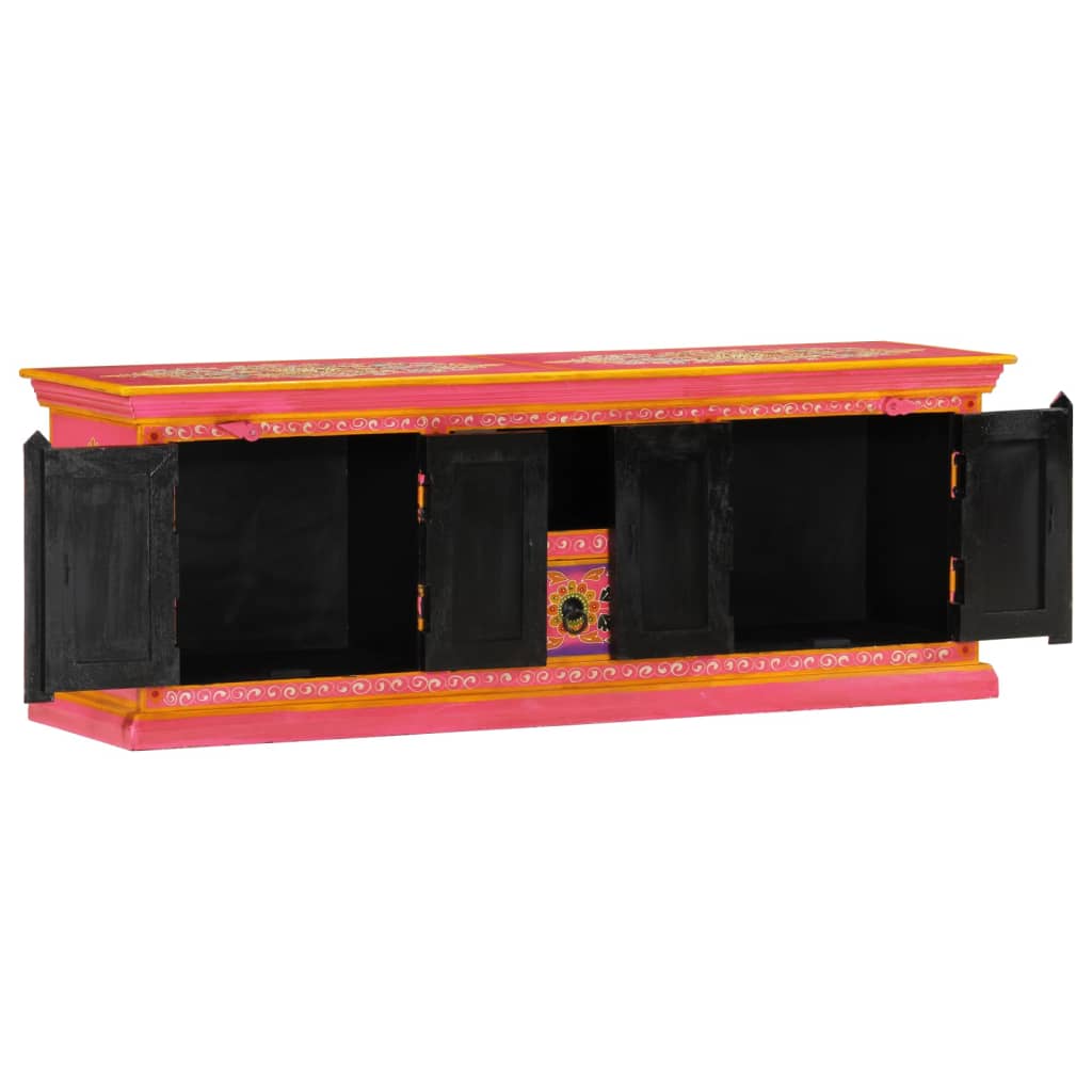 TV cabinet pink 110x30x40 cm solid mango wood