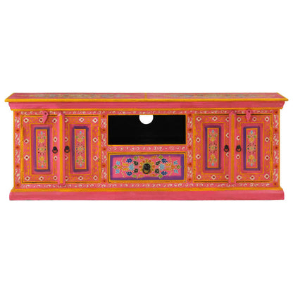 TV cabinet pink 110x30x40 cm solid mango wood