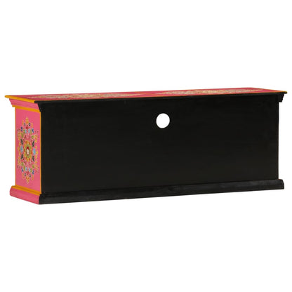 TV cabinet pink 110x30x40 cm solid mango wood