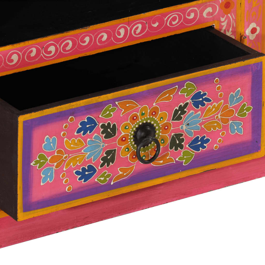 TV cabinet pink 110x30x40 cm solid mango wood