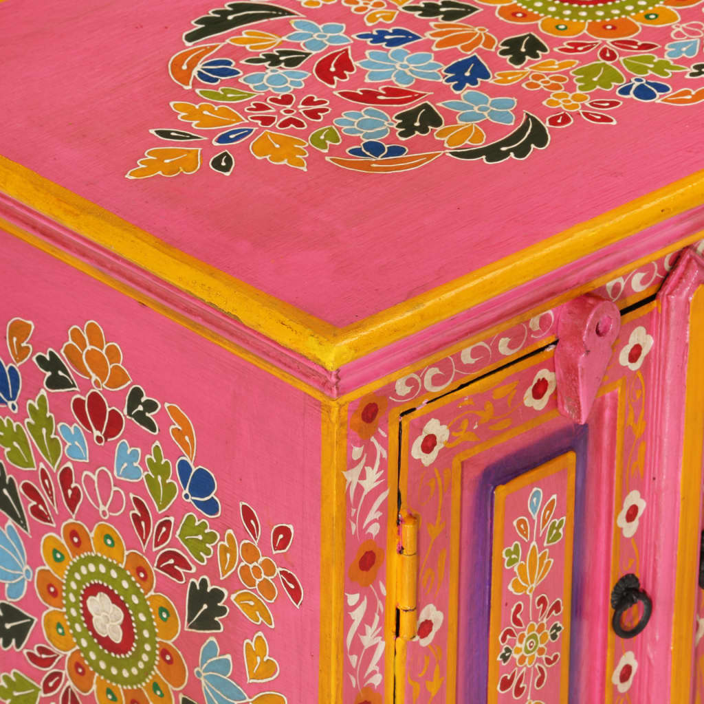 TV cabinet pink 110x30x40 cm solid mango wood