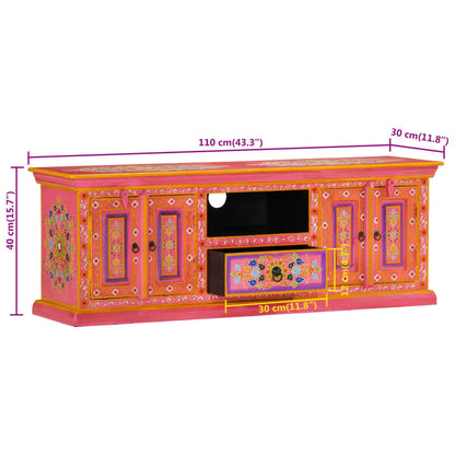 TV cabinet pink 110x30x40 cm solid mango wood