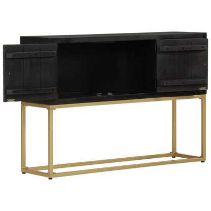 Sideboard Schwarz und Golden 110x30x75 cm Massivholz Mango