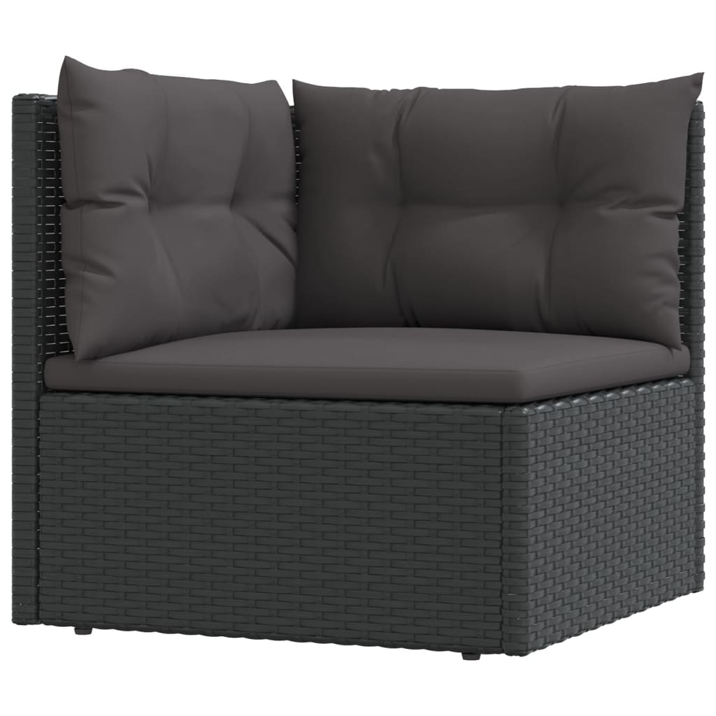 6-tlg. Garten-Lounge-Set mit Kissen Schwarz Poly Rattan