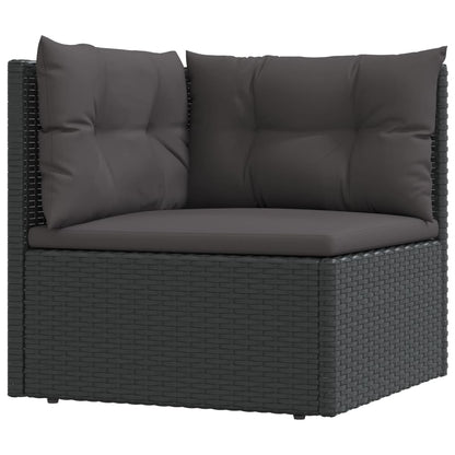 6-tlg. Garten-Lounge-Set mit Kissen Schwarz Poly Rattan