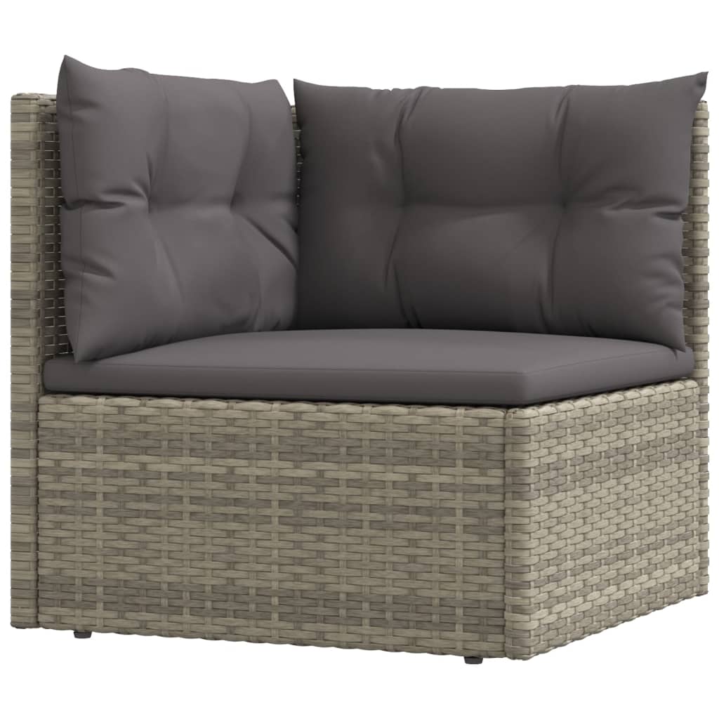 6-tlg. Garten-Lounge-Set mit Kissen Grau Poly Rattan