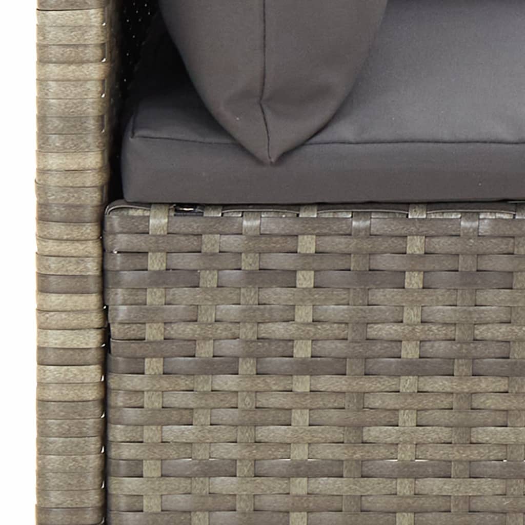 6-tlg. Garten-Lounge-Set mit Kissen Grau Poly Rattan