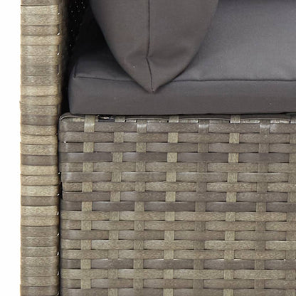 6-tlg. Garten-Lounge-Set mit Kissen Grau Poly Rattan