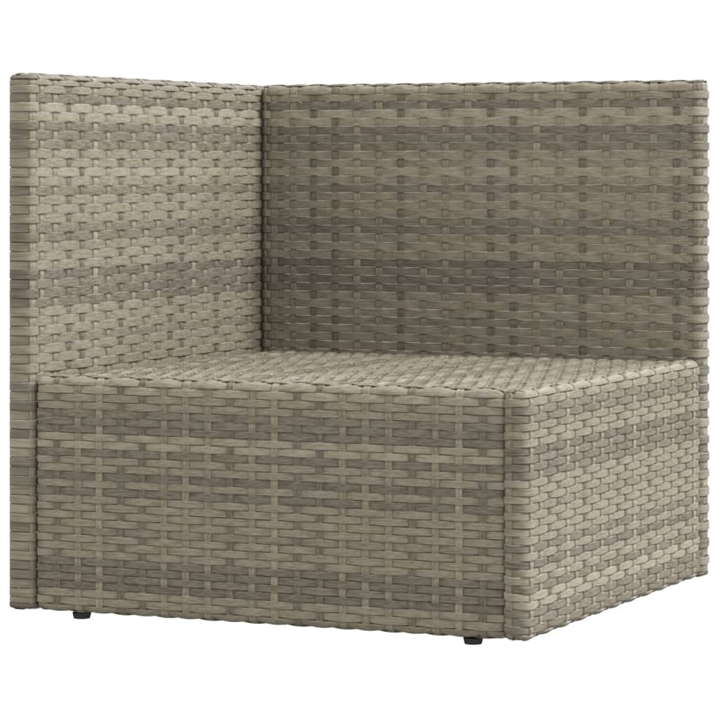 4-tlg. Garten-Lounge-Set mit Kissen Grau Poly Rattan