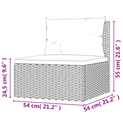 5-tlg. Garten-Lounge-Set mit Kissen Grau Poly Rattan