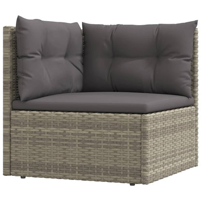 8-tlg. Garten-Lounge-Set mit Kissen Grau Poly Rattan