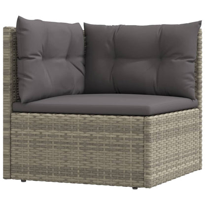 7-tlg. Garten-Lounge-Set mit Kissen Grau Poly Rattan