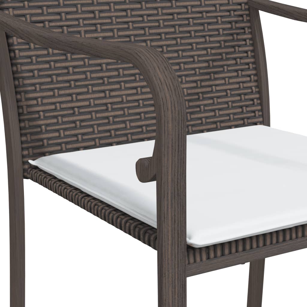 Gartenstühle mit Kissen 4 Stk. Braun 56x59x84 cm Poly Rattan