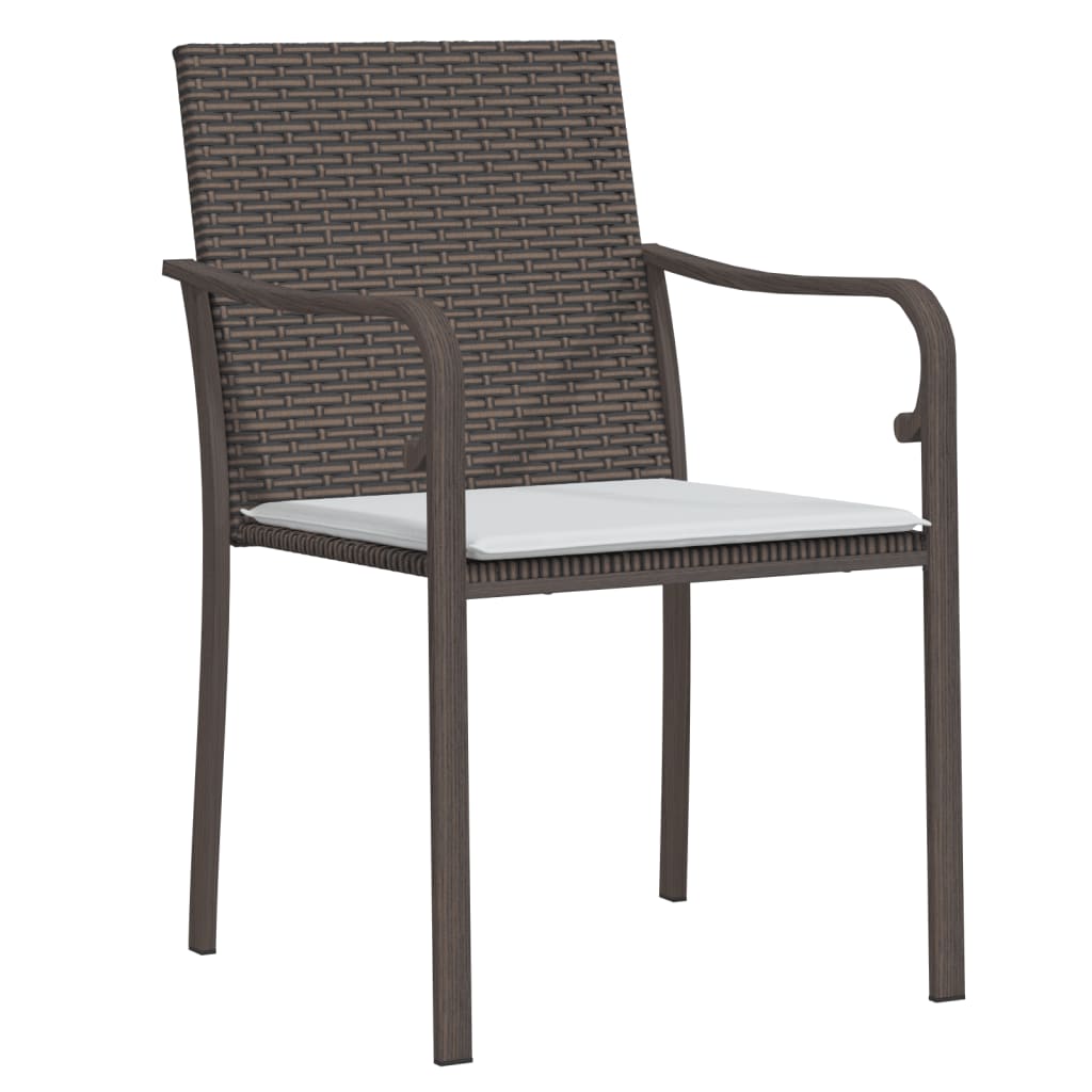 Gartenstühle mit Kissen 6 Stk. Braun 56x59x84 cm Poly Rattan