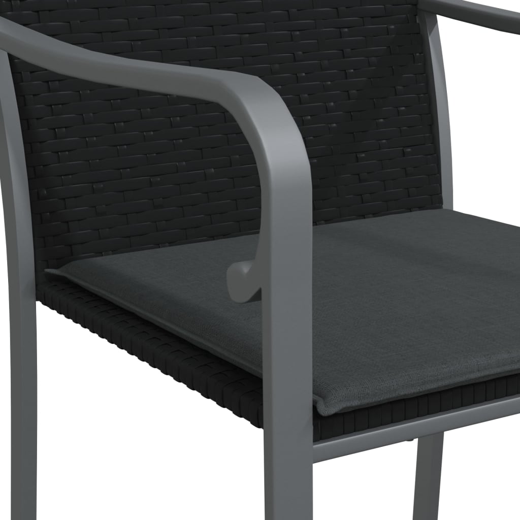 Gartenstühle mit Kissen 4 Stk. Schwarz 56x59x84 cm Poly Rattan