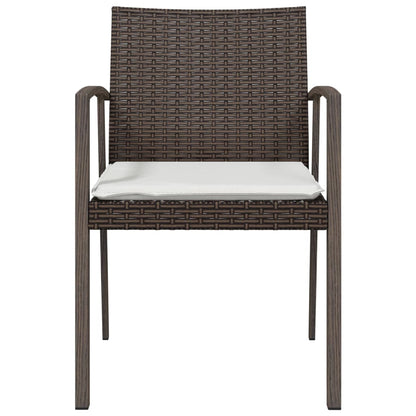 Gartenstühle mit Kissen 4 Stk. Braun 56,5x57x83 cm Poly Rattan