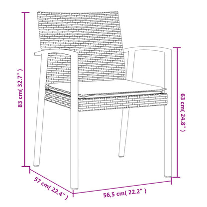 Gartenstühle mit Kissen 4 Stk. Braun 56,5x57x83 cm Poly Rattan