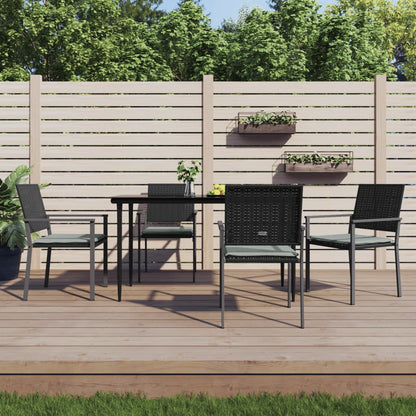 Gartenstühle mit Kissen 4 Stk. Schwarz 54x62,5x89cm Poly Rattan