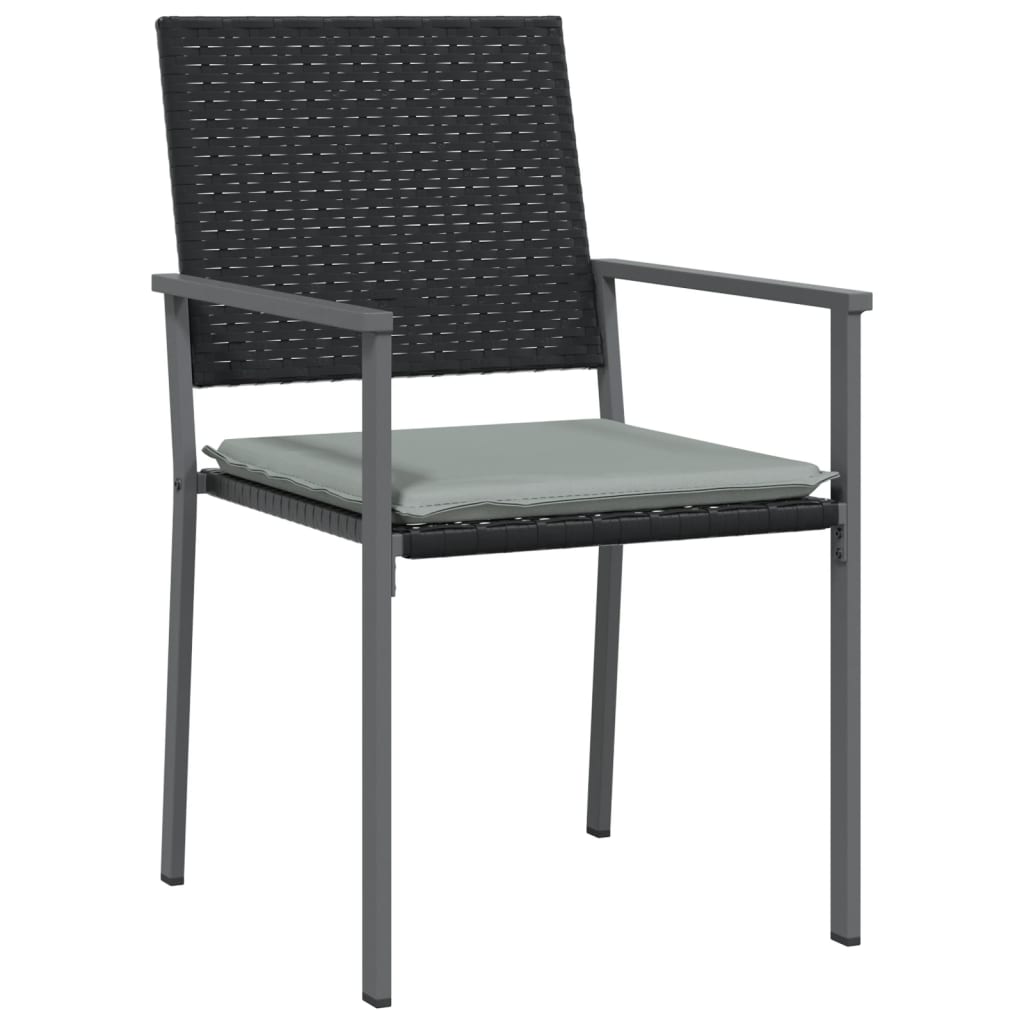 Gartenstühle mit Kissen 6 Stk. Schwarz 54x62,5x89cm Poly Rattan