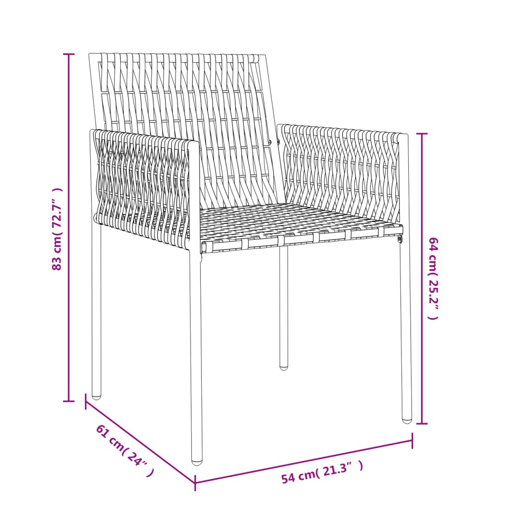 Gartenstühle mit Kissen 4 Stk. Braun 54x61x83 cm Poly Rattan