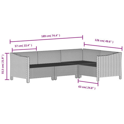 4-tlg. Garten-Lounge-Set mit Kissen Grau Poly Rattan