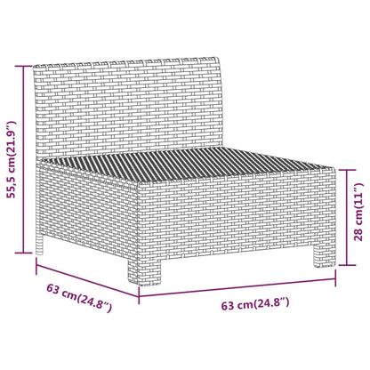 5-tlg. Garten-Lounge-Set mit Kissen Grau Poly Rattan