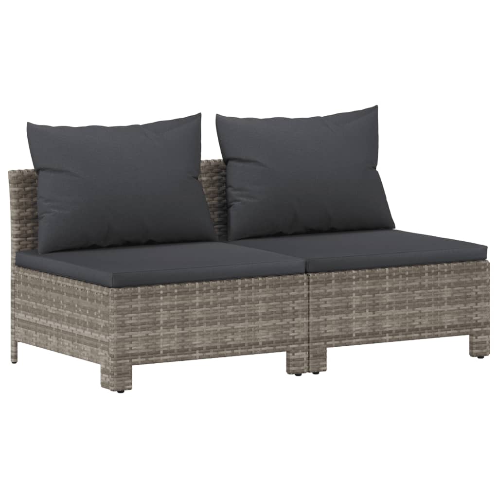 8-tlg. Garten-Lounge-Set mit Kissen Grau Poly Rattan