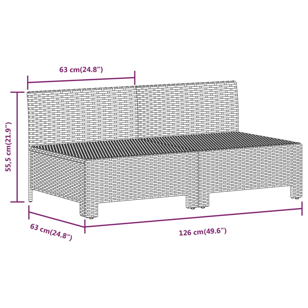 8-tlg. Garten-Lounge-Set mit Kissen Grau Poly Rattan