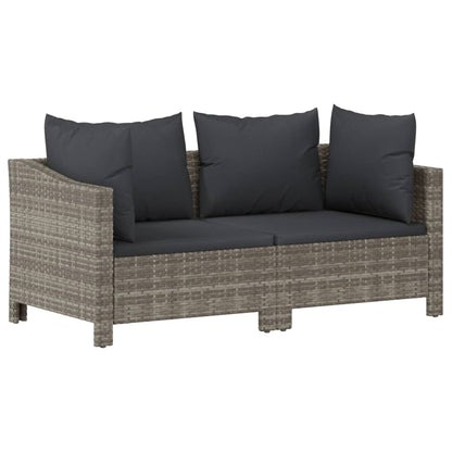 7-tlg. Garten-Lounge-Set mit Kissen Grau Poly Rattan