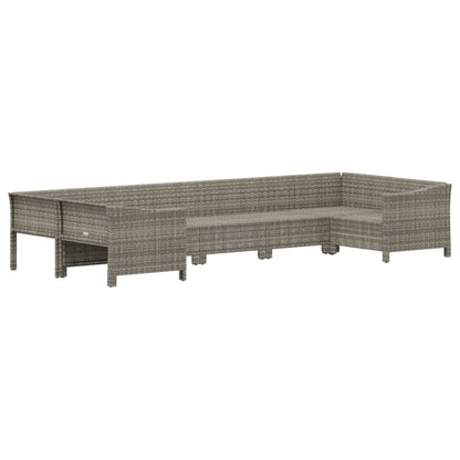 7-tlg. Garten-Lounge-Set mit Kissen Grau Poly Rattan