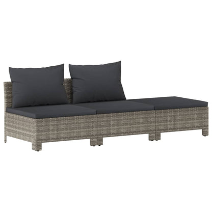 11-tlg. Garten-Lounge-Set mit Kissen Grau Poly Rattan