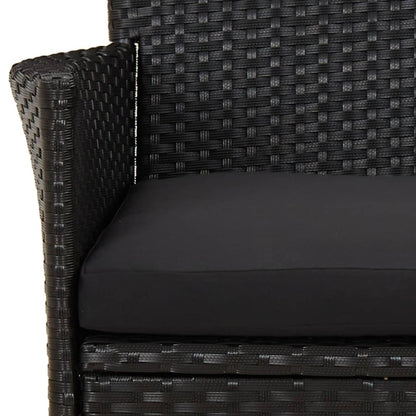 11-tlg. Garten-Essgruppe mit Kissen Schwarz Poly Rattan