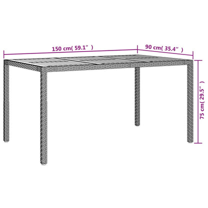 7-tlg. Garten-Essgruppe mit Kissen Grau Poly Rattan