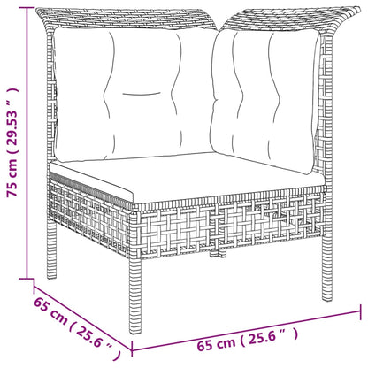 9-tlg. Garten-Lounge-Set mit Kissen Grau Poly Rattan