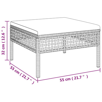 9-tlg. Garten-Lounge-Set mit Kissen Grau Poly Rattan