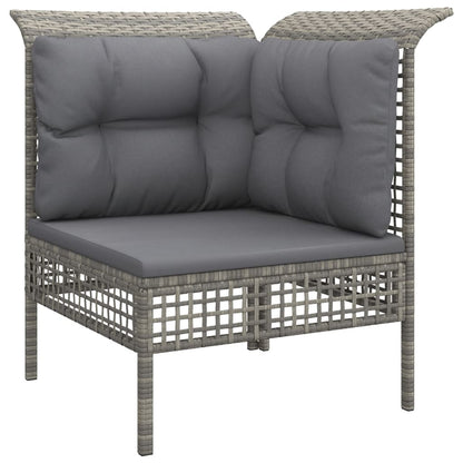 7-tlg. Garten-Lounge-Set mit Kissen Grau Poly Rattan