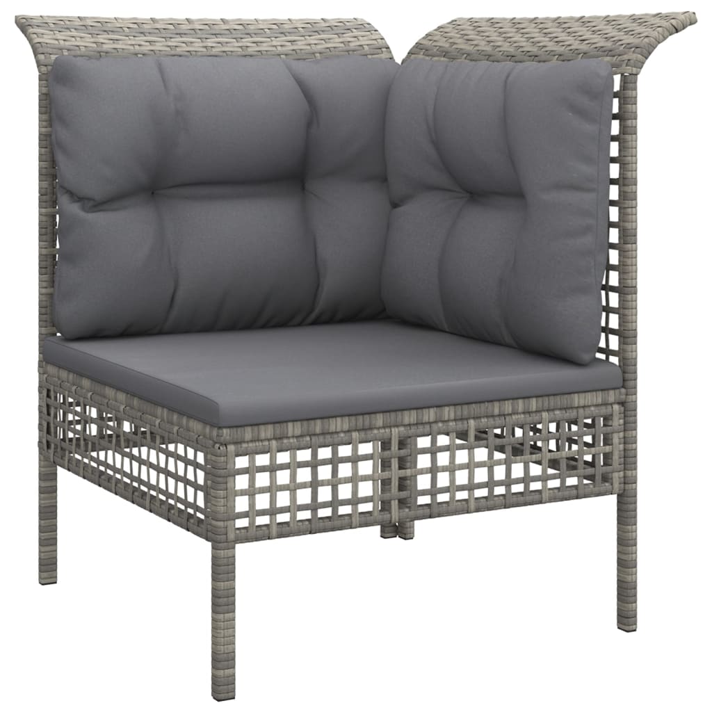 8-tlg. Garten-Lounge-Set mit Kissen Grau Poly Rattan