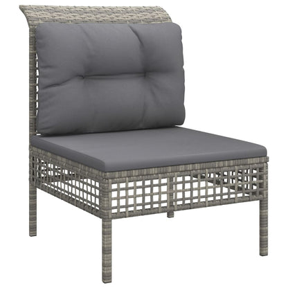 11-tlg. Garten-Lounge-Set mit Kissen Grau Poly Rattan