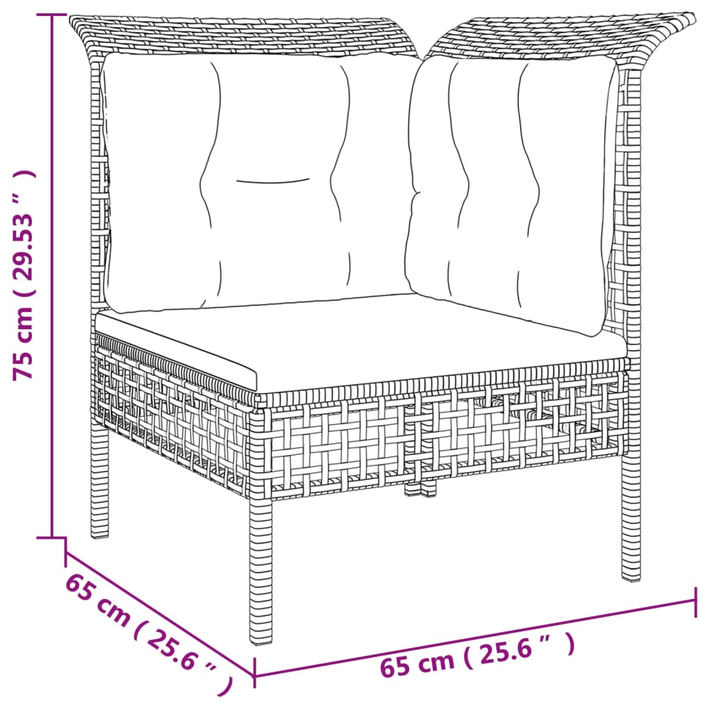 11-tlg. Garten-Lounge-Set mit Kissen Grau Poly Rattan