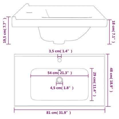 Waschbecken Weiß 81x48x19,5 cm Rechteckig Keramik